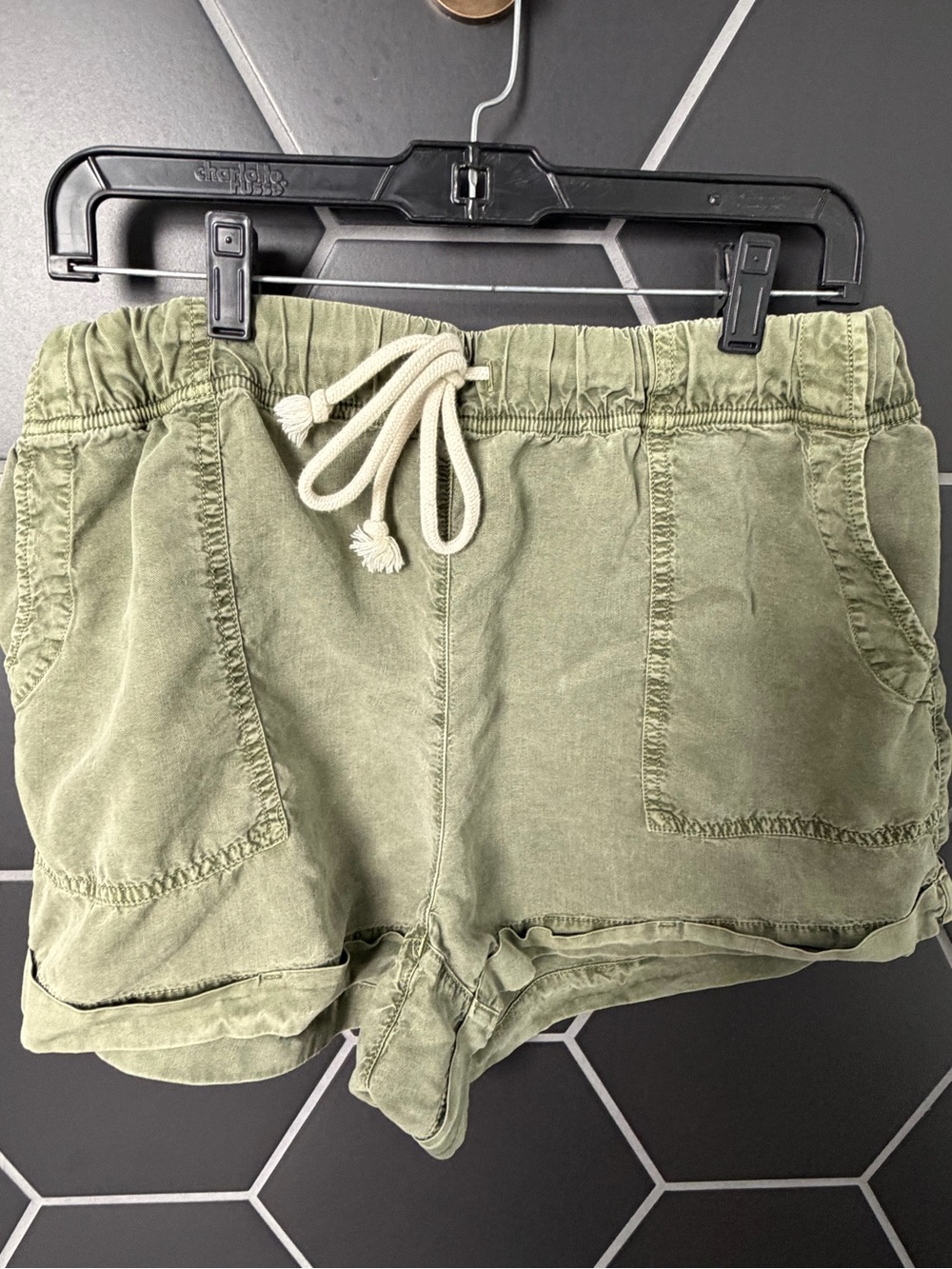Aerie Draw String Military Cargo Olive Green Shorts